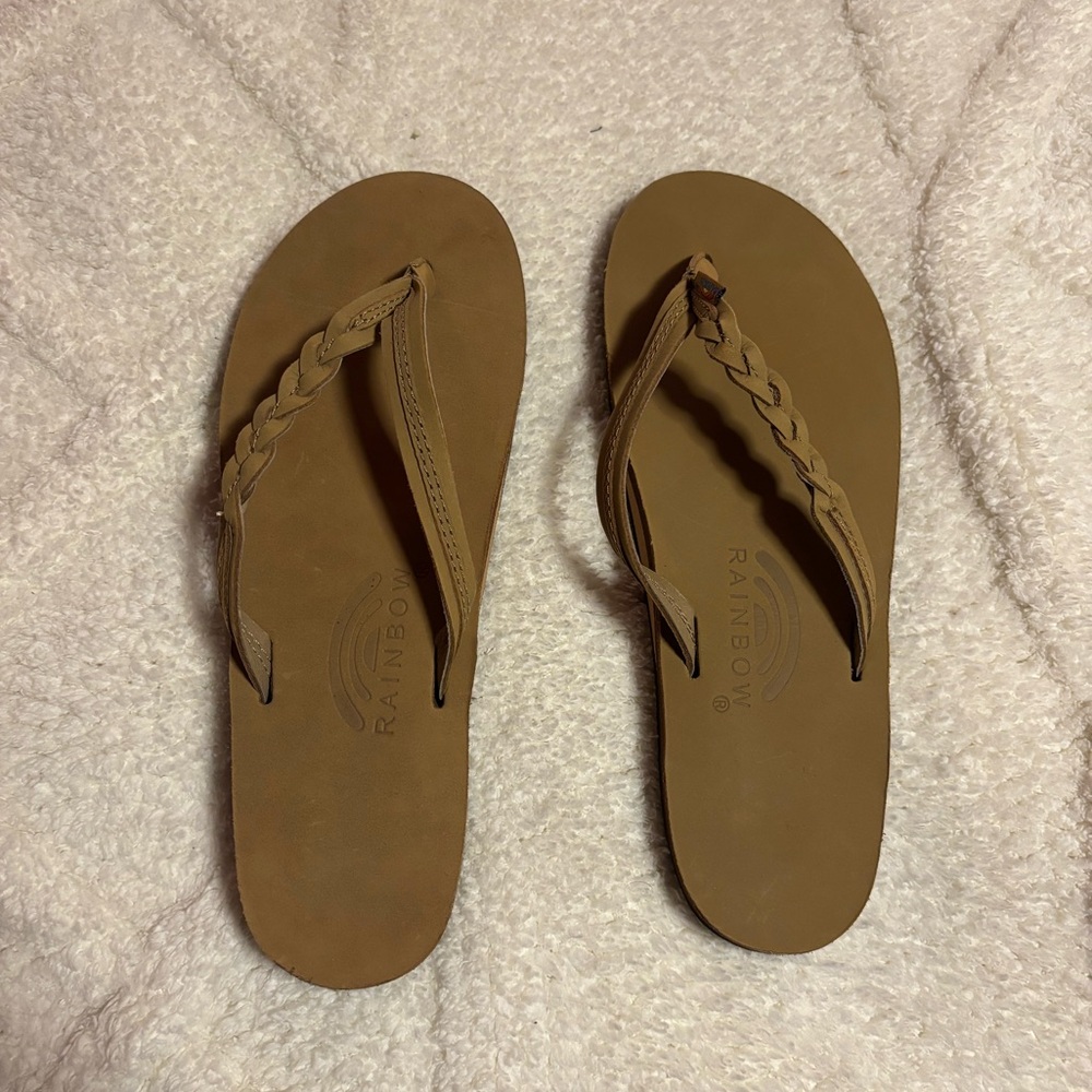 Women’s Braided Strap Rainbow Flip Flops